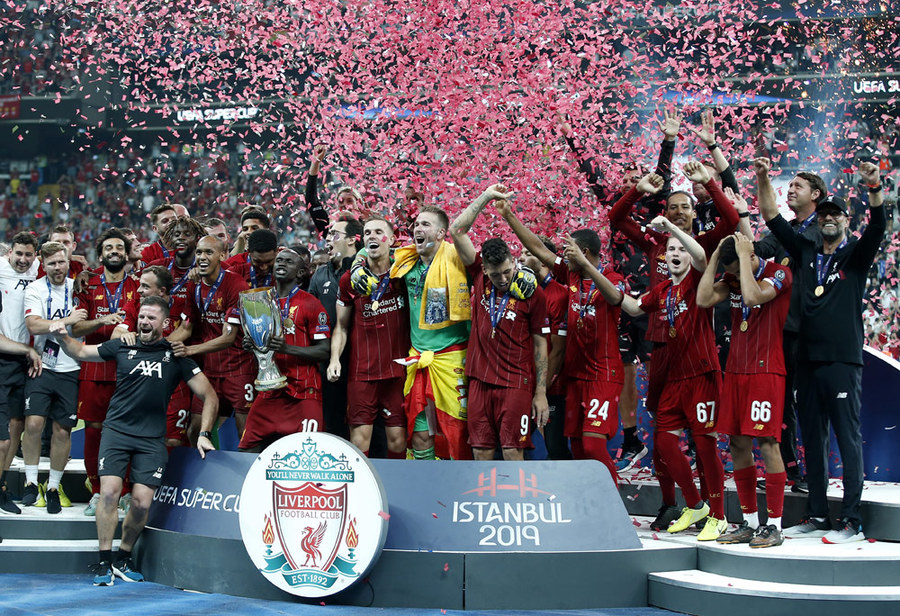 Selebrasi Liverpool Juara Piala Super Eropa 2019