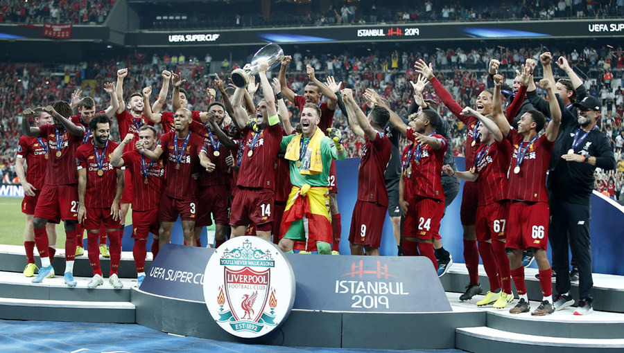 Selebrasi Liverpool Juara Piala Super Eropa 2019