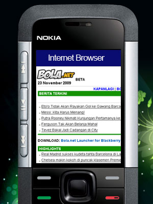 Tampilan Bola.net versi mobile