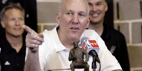 Gregg Popovich, Pelatih Terbaik NBA Tahun Ini