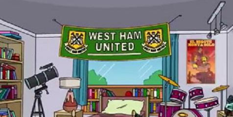 Banner West Ham Nampang di Serial The Simpsons