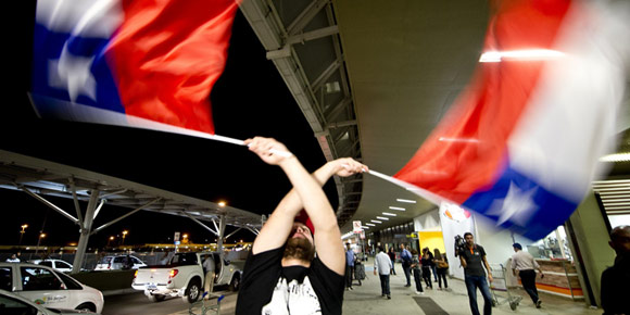 Chile Tiba di Brasil Disambut Para Suporter Fanatiknya