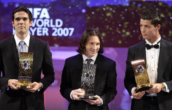 Kaka, Messi dan Ronaldo di FIFA World Player of the Year 2007 © AFP