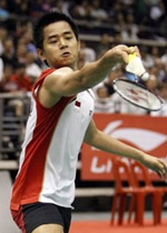 Simon Santoso, gagal lewati hadangan Chen Jin. (c) AP