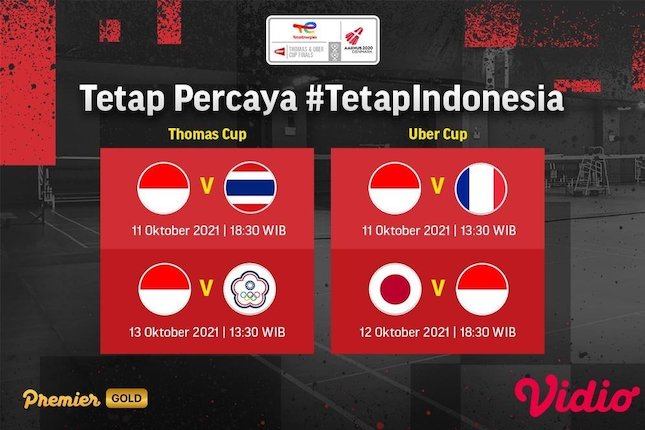 Jadwal laga kedua Indonesia di Piala Thomas dan Uber 2020 (c) Vidio