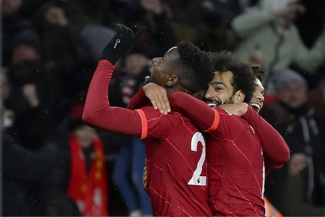 Selebrasi Divock Origi usai membobol gawang Wolverhampton, Sabtu (4/12/2021) (c) AP Photo