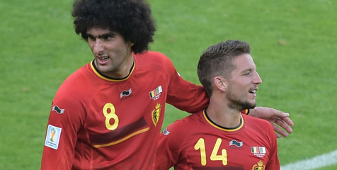 Marouane Fellaini dan Dries Mertens (c) AFP