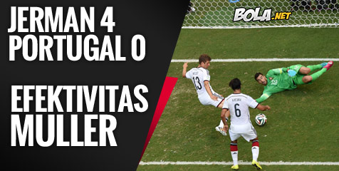 ANALISIS: Jerman 4-0 Portugal, Efektivitas Muller