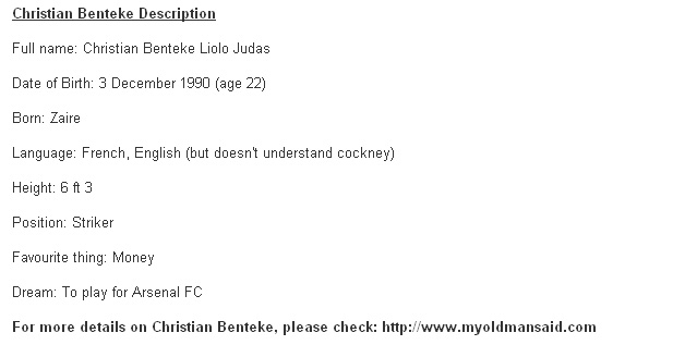 Deskripsi konyol dari Christian Benteke. (c) eBay