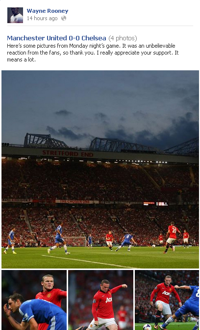 Ucapan Terima Kasih Rooney di Facebook pribadinya.