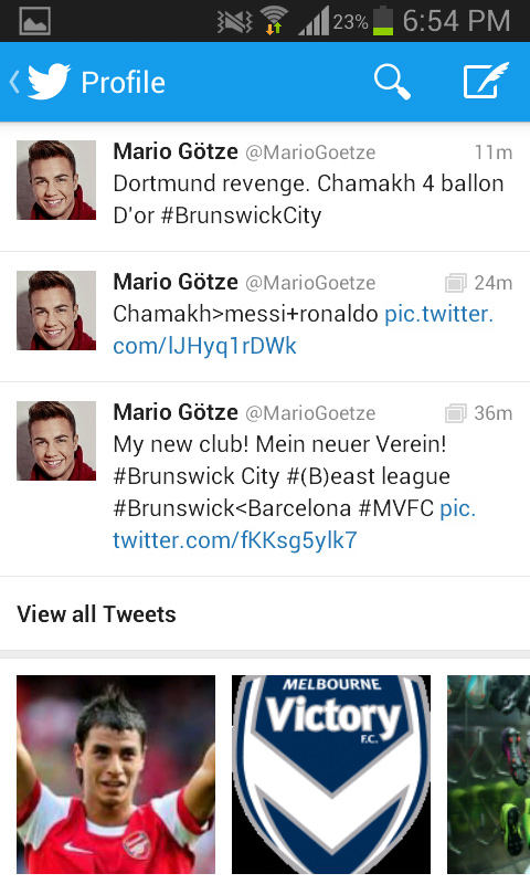 Logo Melbourne Victory yang sempat diposting oleh pelaku. (c) Twitter