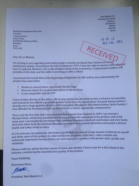 Surat palsu Perez. (c) 101