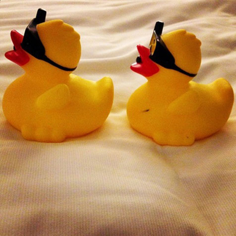 Dua bebek mainan milik Jenson Button yang mengisyaratkan nomornya. (c) Instagram/Jenson_Ichiban