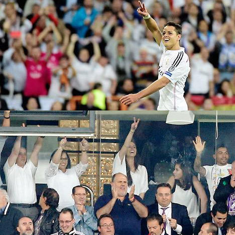 Selebrasi Chicharito dan balasan Lucia Vilalon