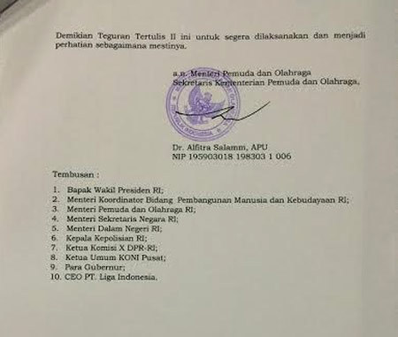 Surat Kemenpora halaman kedua