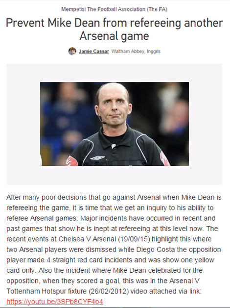 Petisi dari suporter Arsenal