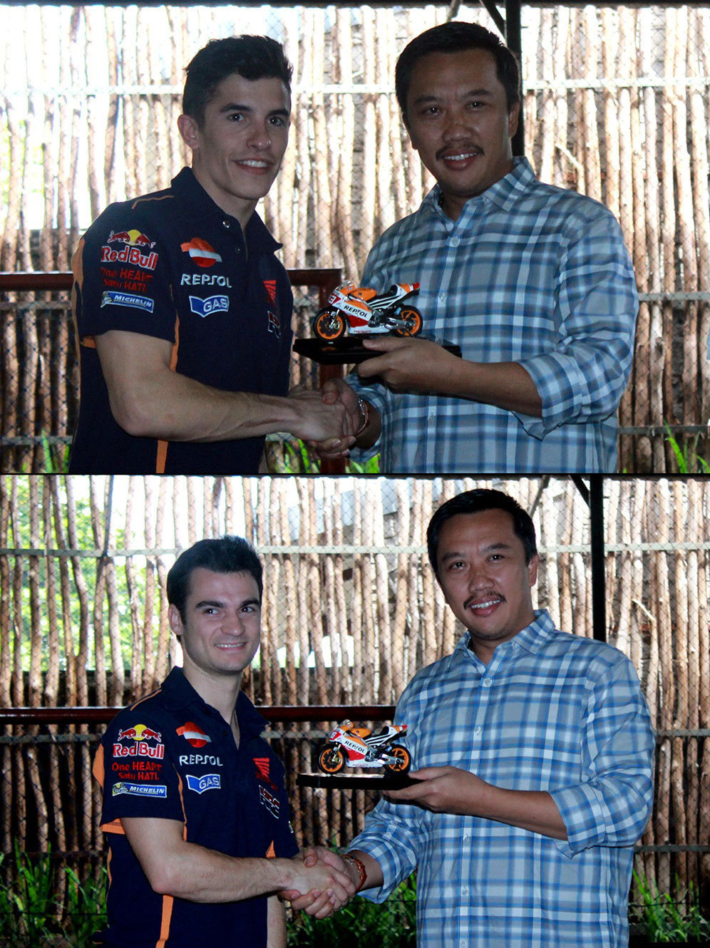 Marc Marquez, Dani Pedrosa dan Menpora Imam Nahrawi (c) Fitri Apriani