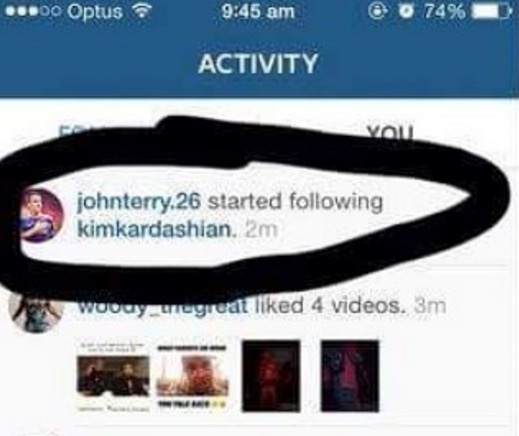 John Terry Memata-Matai Kim Kardashian di Instagram