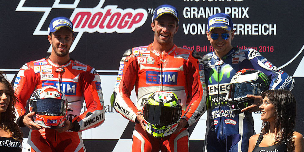 Andrea Dovizioso, Andrea Iannone dan Jorge Lorenzo (c) AFP