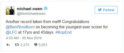 Kicauan Michael Owen