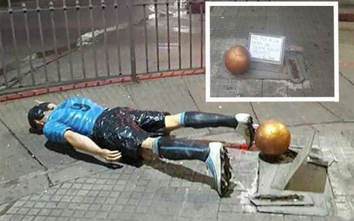 Patung Luis Suarez Dirusak