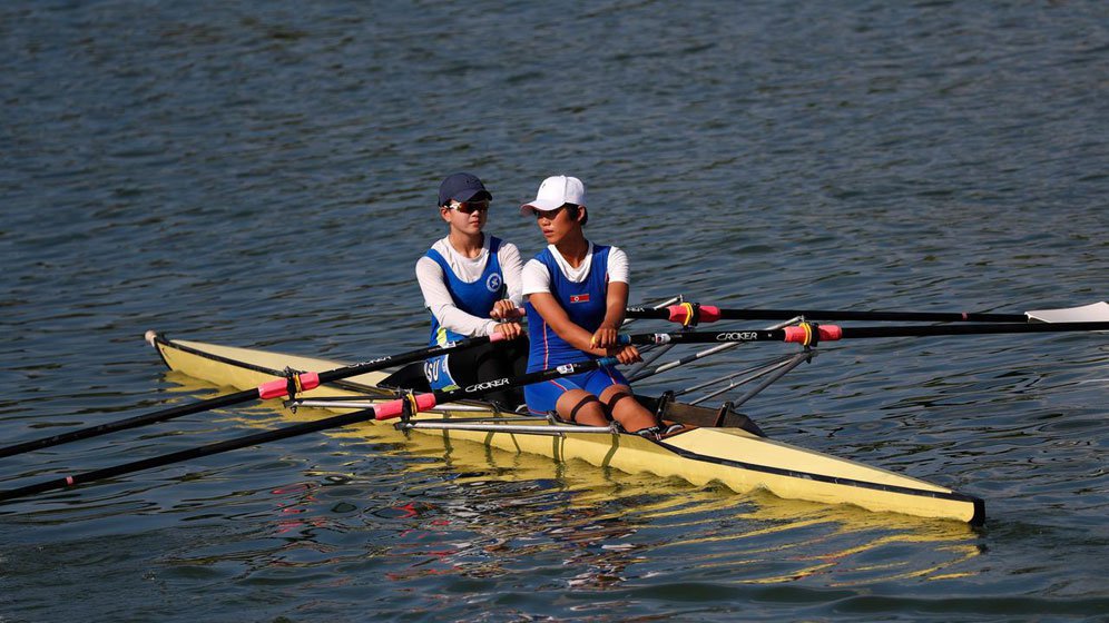 Atlet Korea Selatan saat berlatih kano. (c) AFP