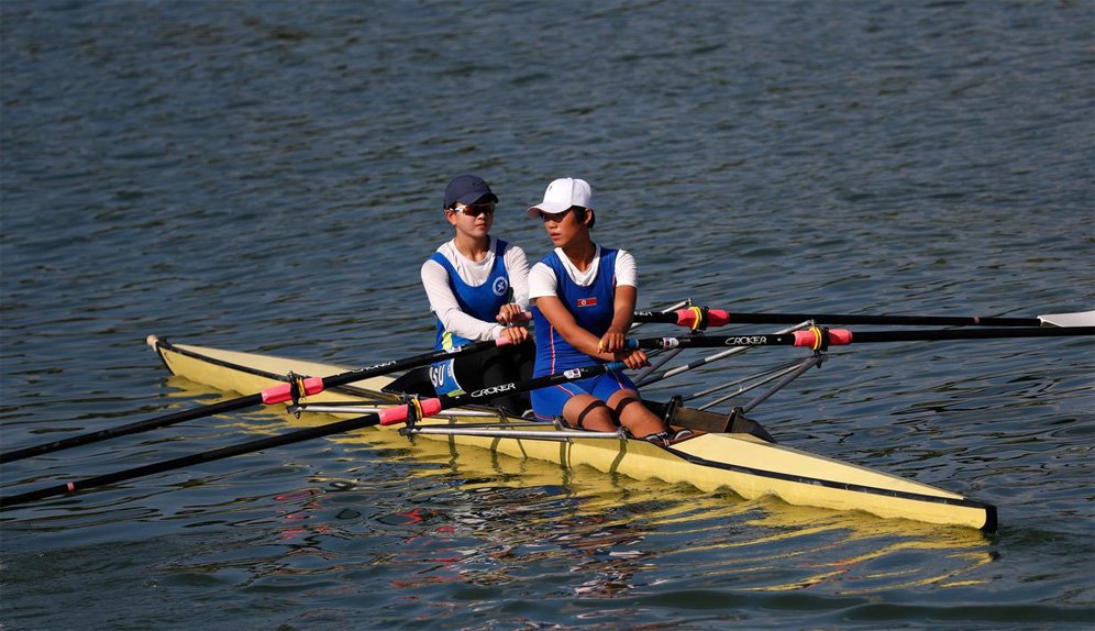 Atlet Korea Selatan dan Korea Utara latihan kano bersama jelang Asian Games 2018.