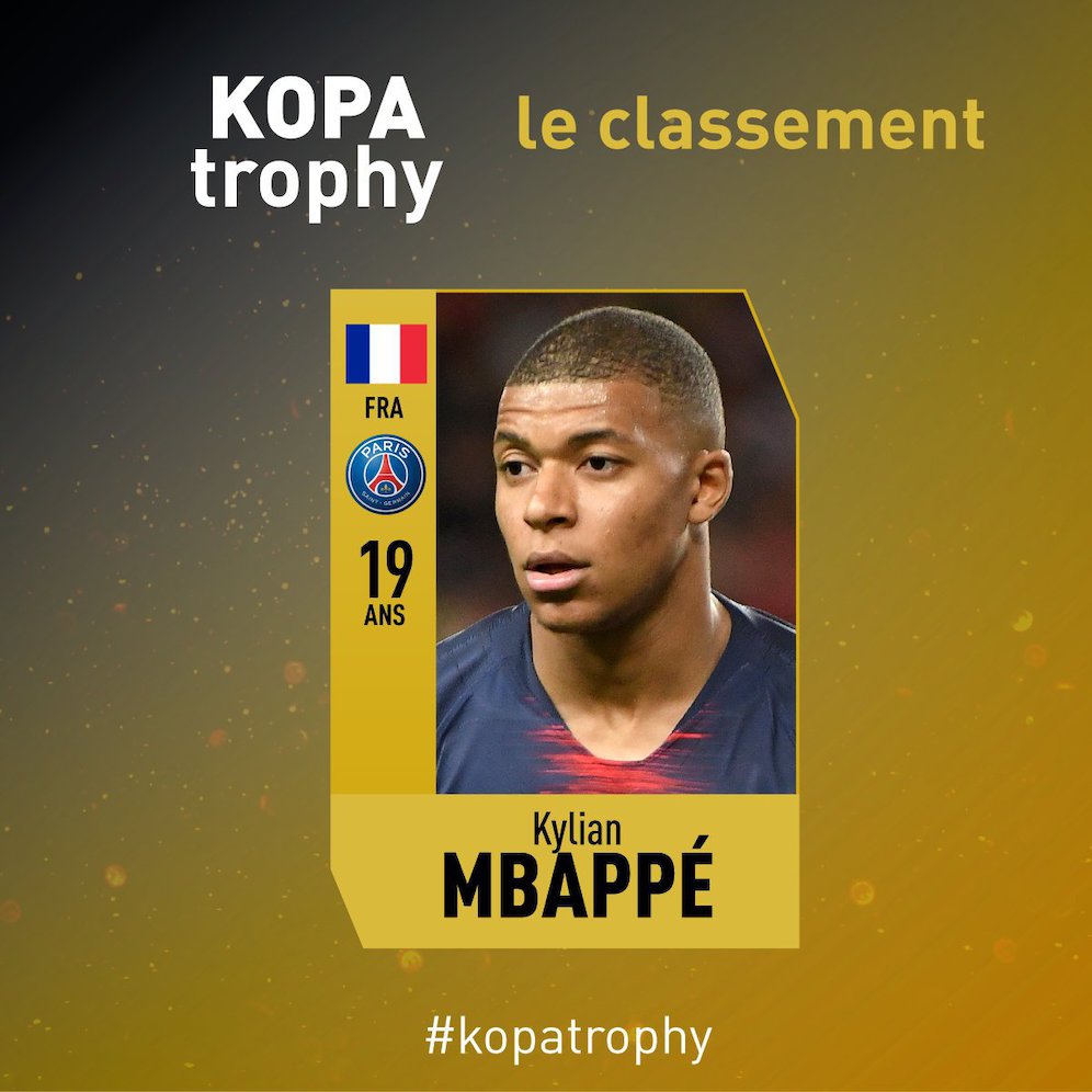 Kylian Mbappe meraih Kopa Trophy (c) France Football