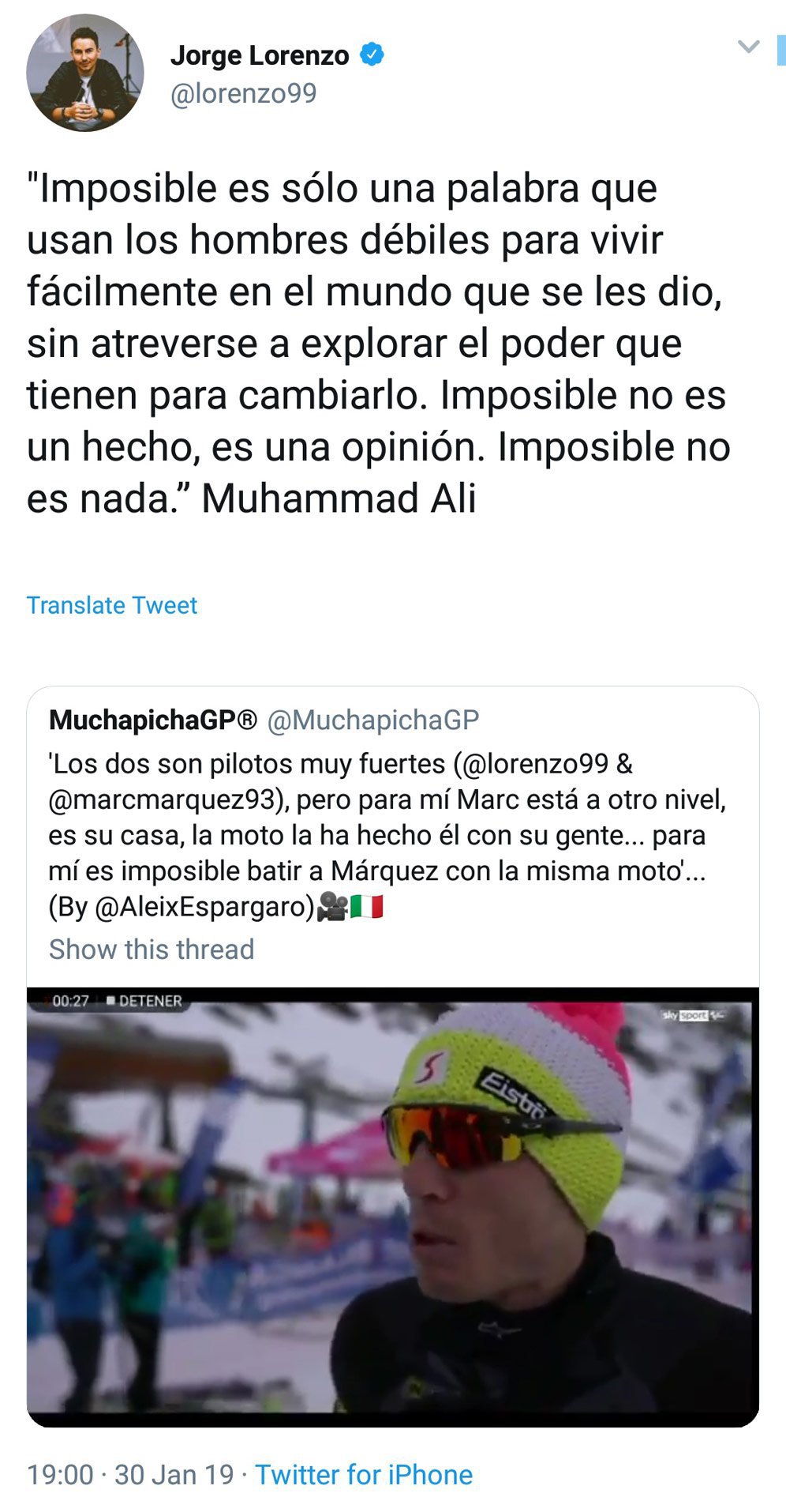 Jorge Lorenzo tanggapi opini Aleix Espargaro (c) Twitter/Lorenzo99