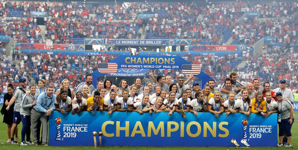 Timnas Wanita Amerika Serikat menjadi yang terbaik di Piala Dunia Wanita 2019. (c) AP Photo