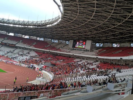 Suasana Stadion Utama Gelora Bung Karno pada pertandingan Persija Jakarta vs PSM Makassar, Rabu (28/8/2019) (c) Bola.net/Fitri Apriani