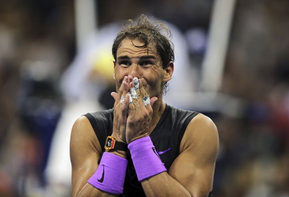 Petenis Spanyol, Rafael Nadal (c) AP Photo