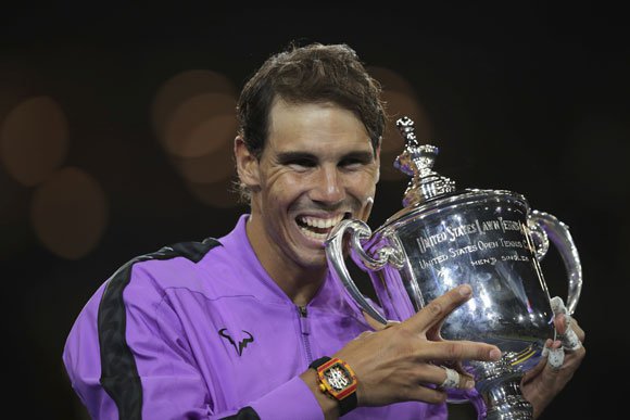 Petenis Spanyol, Rafael Nadal (c) AP Photo