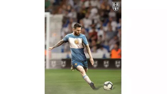 Leo Messi memakai jersey fantasy Argentina. (c) Instagram.com/brfootball