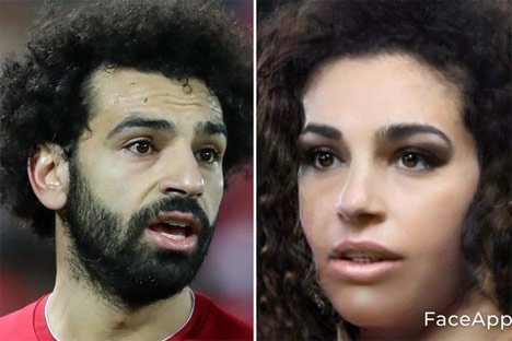 Mohamed Salah di FaceApp (c) The Sun