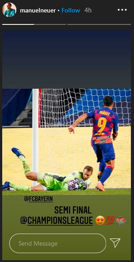 Postingan Manuel Neuer di story IG. (c) AP Photo