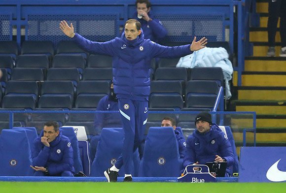 Thomas Tuchel menjadi pelatih pertama Chelsea sejak Rafael Benitez pada November 2012 yang bermain imbang di laga pertama melatih. Saat itu, Benitez bermain tanpa gol melawan Manchester City, juga di Stamford Bridge. (c) AP Photo