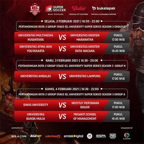 Kompetisi eSports IEL University Super Series 2021 dapat disaksikan melalui platform Vidio, laman Bola.com, dan Bola.net. (c) Dok. Vidio