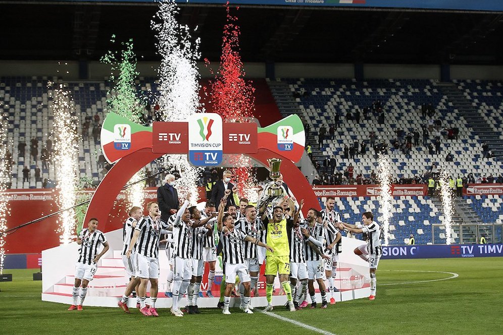 Juventus juara Coppa Italia 2020-2021 setelah mengalahkan Atalanta 2-1 di Stadion Mapei, Kamis (20/5/2021) dini hari WIB. (c) AP Photo