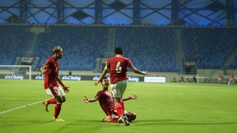 Pemain Timnas Indonesia merayakan gol yang dicetak Evan Dimas Darnamono (c) PSSI