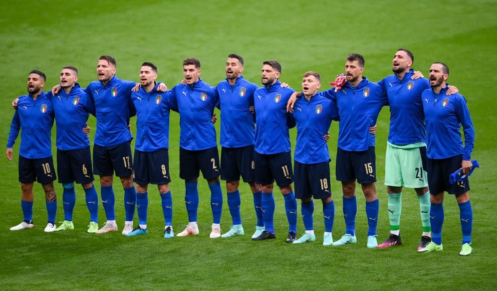 Starting XI Timnas Italia ketika melawan Austria di babak 16 besar Euro 2021. (c) AP Photo