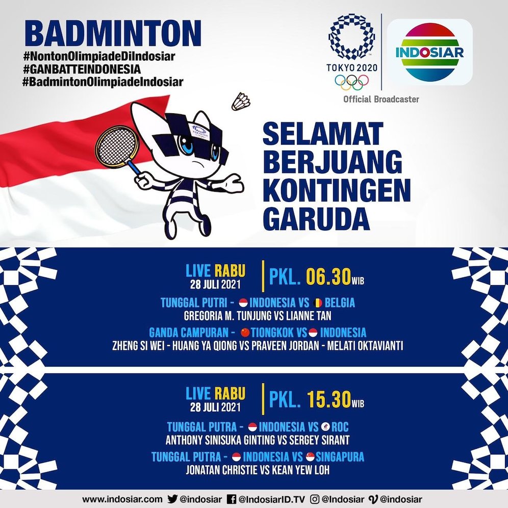 Jadwal jonatan christie olimpiade tokyo