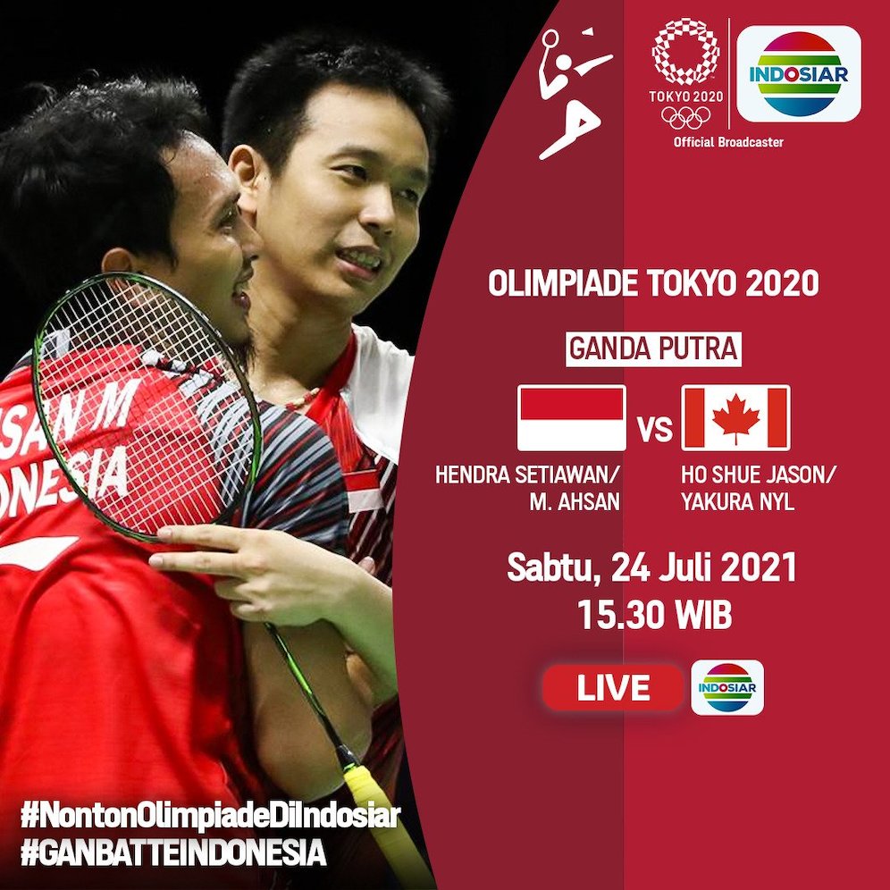 Saksikan Aksi Tim Bulu Tangkis Indonesia pada Laga Perdana Olimpiade 2020 Live di Indosiar
