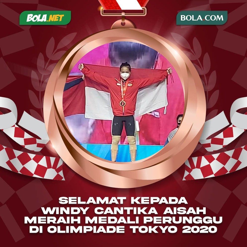 Windy Cantika Aisah meraih medali perunggu di Tokyo 2020 (c) Bola.net/Bola.com