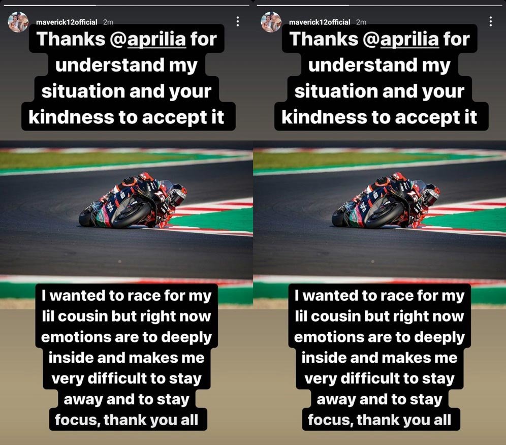 Pernyataan Maverick Vinales soal alasan absen dari MotoGP Austin 2021. (c) Instagram/Maverick12Official