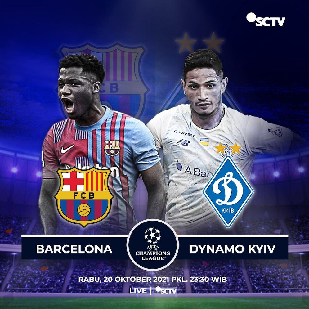 Duel Barcelona vs Dynamo Kiev bakal disiarkan di SCTV lho. (c) SCTV