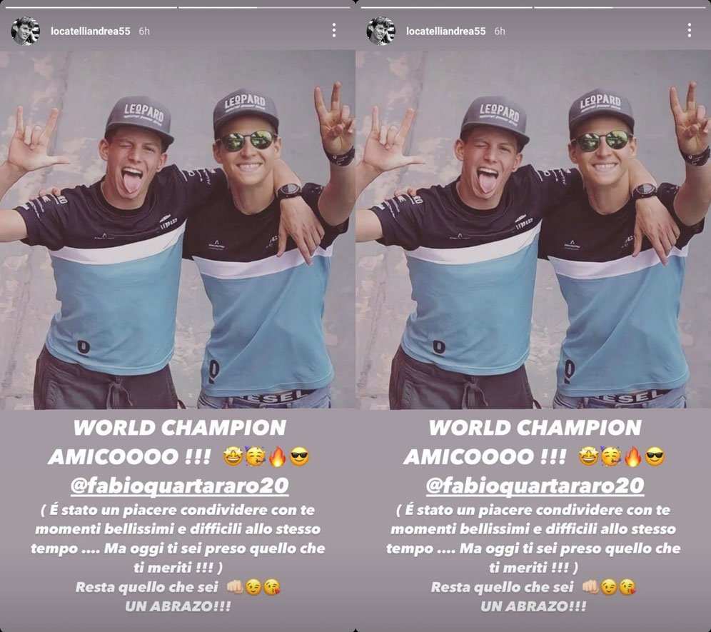 Ucapan selamat dari Andrea Locatelli untuk Fabio Quartararo. (c) Instagram/AndreaLocatelli