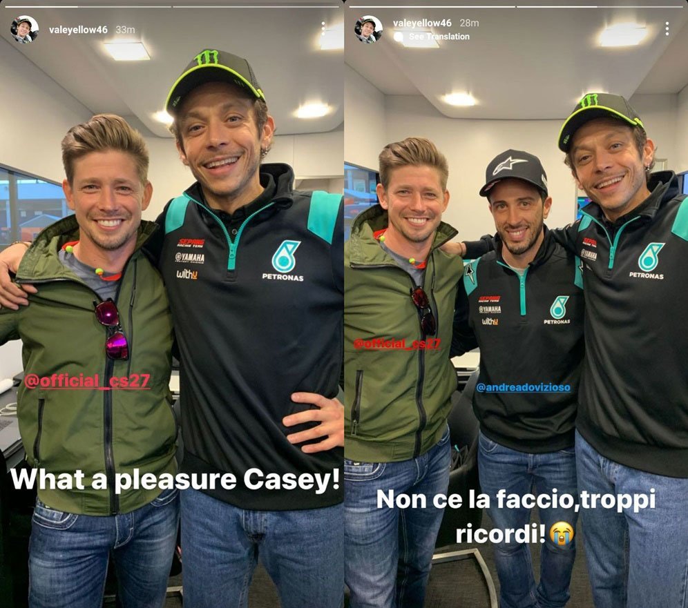 Casey Stoner, Andrea Dovizioso, dan Valentino Rossi (c) Instagram/ValeYellow46