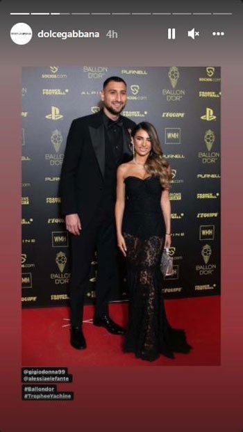 Gianluigi Donnarumma dan Alessia Elefante. (c) Instagram Story/Dolce Gabbana