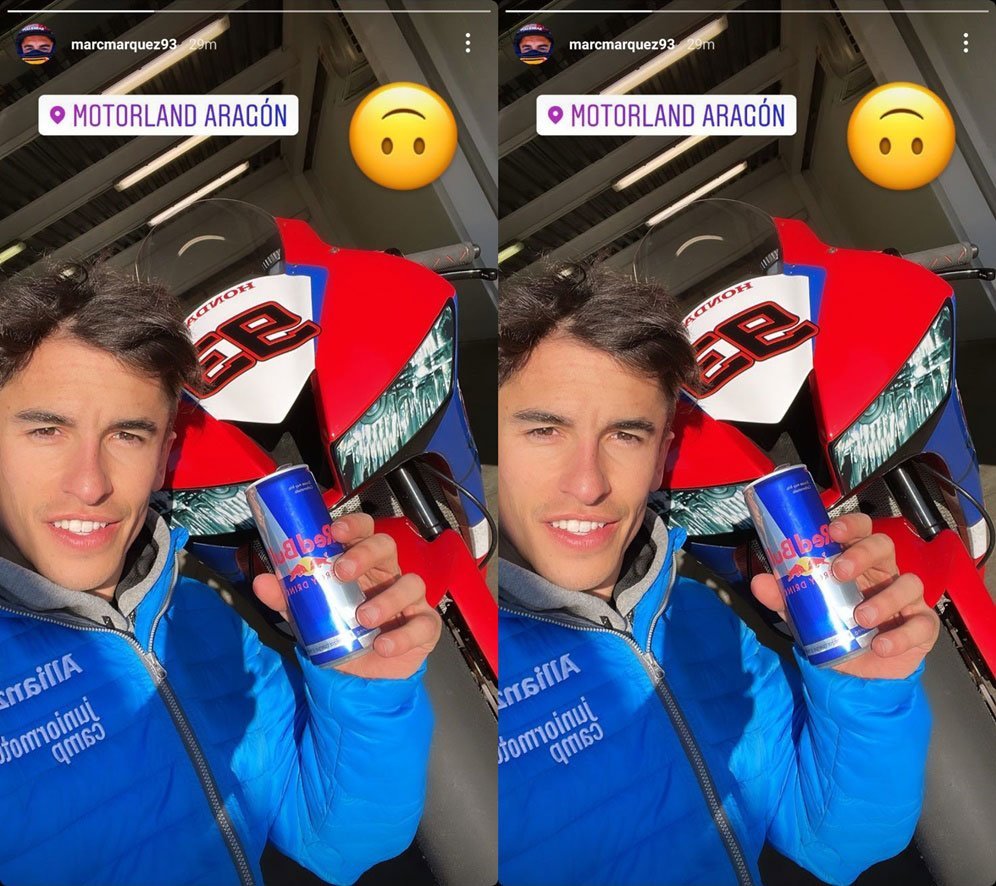 Marc Marquez saat latihan dengan CBR600RR di MotorLand Aragon, Kamis (20/1/2022). (c) Instagram/MarcMarquez93